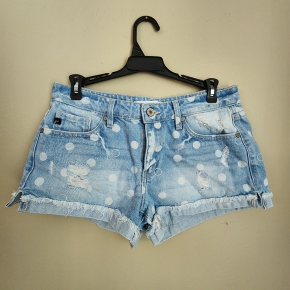 Kancan Polka Dot Denim Shorts Size M 100% Cotton - Picture 1 of 7